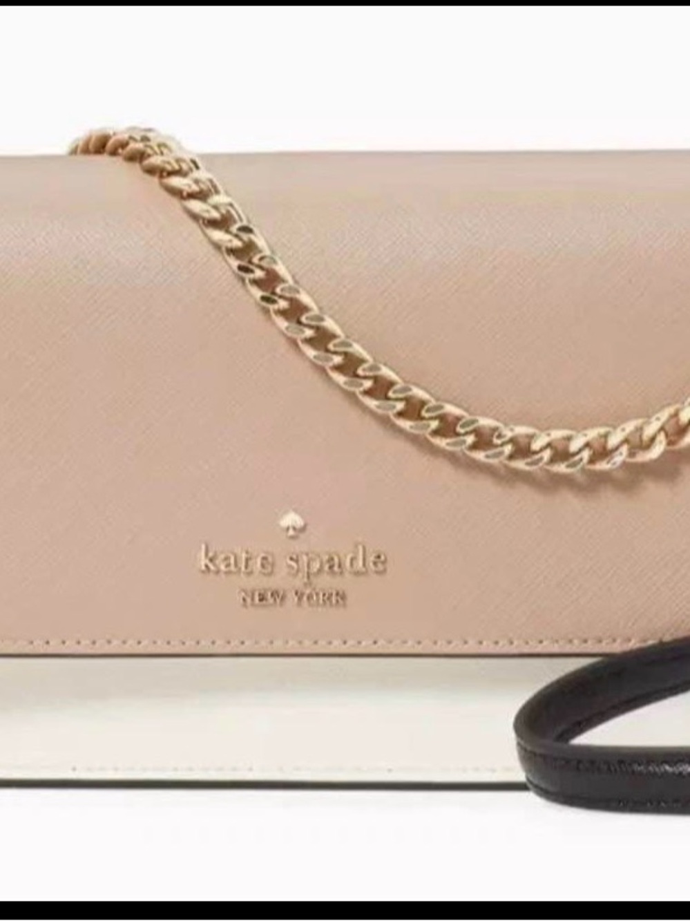 Kate Spade Madison Flap Crossbody Bag Beige White Black Leather KC517 EUC